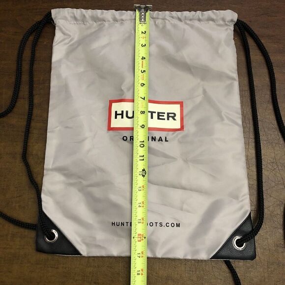 HUNTER ORIGINAL Gray Dust Bag Drawstring Backpack Cinch Sack Boot Logo - Picture 5 of 6